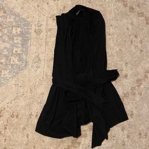 Faux suede tie waist vest